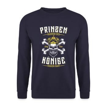 Princes shave themselves kings wear beards - Unisex Sweatshirt - navy - Front - Alina (178cm) & Michal (187cm)