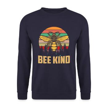 Bee kind Imker Imkerei Biene - Unisex Pullover - Navy - Vorne - Alina (178cm) & Michal (187cm)