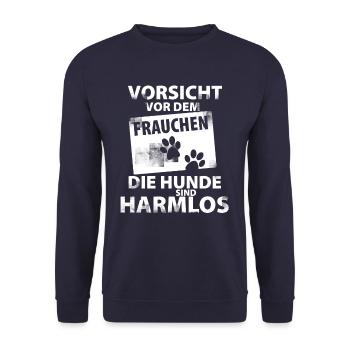 Beware of the mistress the dogs are harmless - Unisex Sweatshirt - navy - Front - Alina (178cm) & Michal (187cm)
