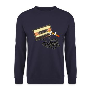 Funny cassette pen - Unisex Sweatshirt - navy - Front - Alina (178cm) & Michal (187cm)