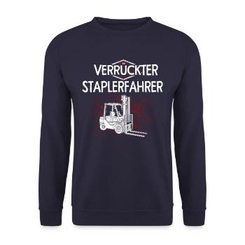 Verrückter Staplerfahrer Gabelstapler - Unisex Pullover - Navy - Vorne - Alina (178cm) & Michal (187cm)