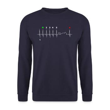 Heartbeat Motorcycle ECG - Unisex Sweatshirt - navy - Front - Alina (178cm) & Michal (187cm)