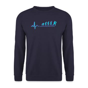 Herzschlag EKG Evolution Eishockey Ice Hockey - Unisex Pullover - Navy - Vorne - Alina (178cm) & Michal (187cm)