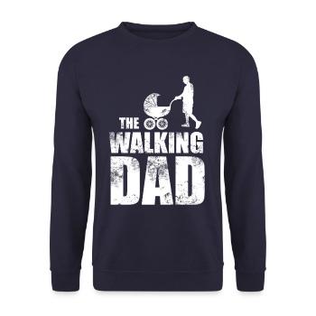 The Walking Dad Vatertag - Unisex Pullover - Navy - Vorne - Alina (178cm) & Michal (187cm)