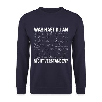Was hast du an nicht verstanden? - Unisex Pullover - Navy - Vorne - Alina (178cm) & Michal (187cm)