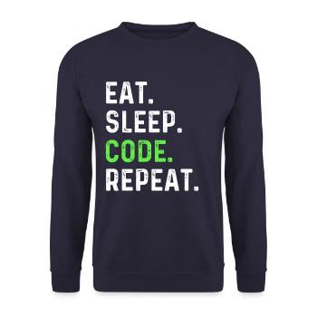 Eat sleep coding repeat - Unisex Pullover - Navy - Vorne - Alina (178cm) & Michal (187cm)