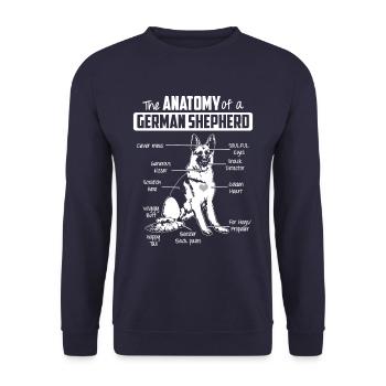 Anatomie Deutscher Schäferhund - Unisex Pullover - Navy - Vorne - Alina (178cm) & Michal (187cm)
