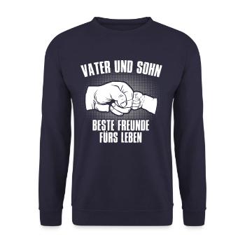 Vater und Sohn Beste Freunde Für's Leben - Unisex Pullover - Navy - Vorne - Alina (178cm) & Michal (187cm)