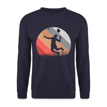 Vintage Badminton Federball - Unisex Pullover - Navy - Vorne - Alina (178cm) & Michal (187cm)