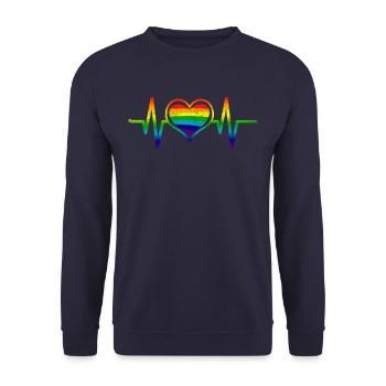 ECG Heartbeat LGBT Frequency - Unisex Sweatshirt - navy - Front - Alina (178cm) & Michal (187cm)