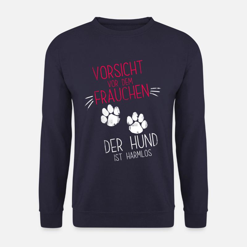 Vorsicht vor dem Frauchen der Hund ist harmlos - Unisex Pullover - Navy