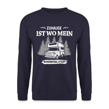 Zuhause ist mein Wohnwagen - Unisex Pullover - Navy - Vorne - Alina (178cm) & Michal (187cm)