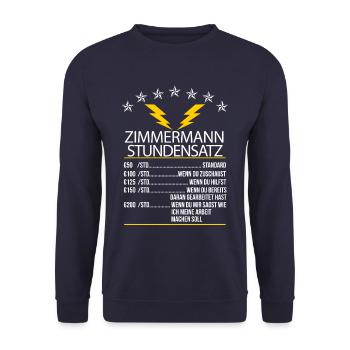 Zimmermann Stundensatz - Unisex Pullover - Navy - Vorne - Alina (178cm) & Michal (187cm)