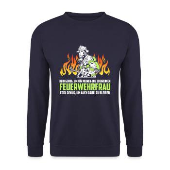 Feuerwehrfrau Feuerwehr - Unisex Pullover - Navy - Vorne - Alina (178cm) & Michal (187cm)