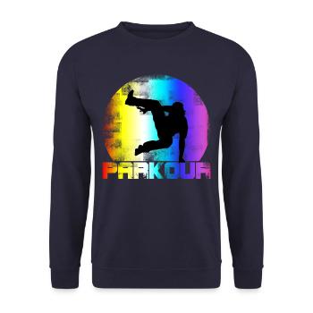 Retro Parkour Vintage - Unisex Pullover - Navy - Vorne - Alina (178cm) & Michal (187cm)