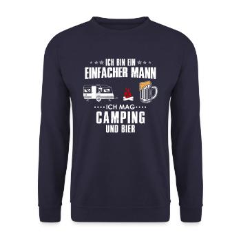 Ich bin ein einfacher Mann Camping Bier - Unisex Pullover - Navy - Vorne - Alina (178cm) & Michal (187cm)