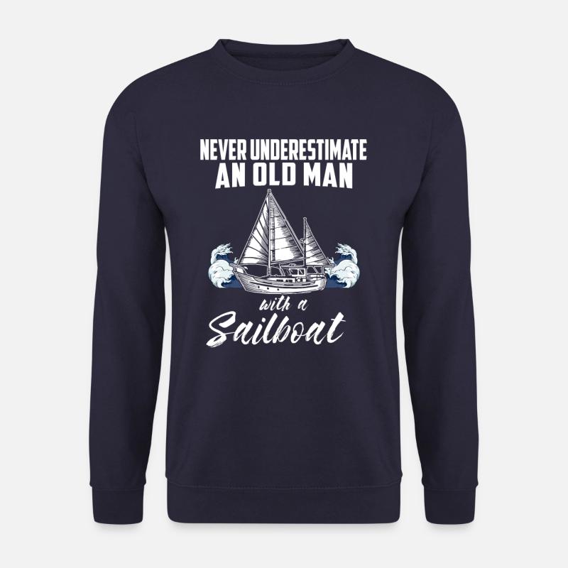 Unterschätze niemals einen alten Mann Segelboot - Unisex Pullover - Navy