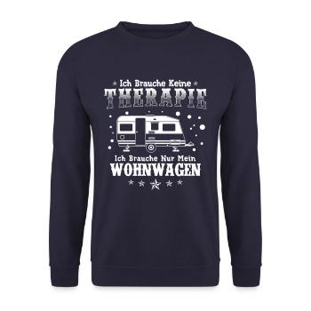 Ich brauche keine Therapie Wohnwagen - Unisex Pullover - Navy - Vorne - Alina (178cm) & Michal (187cm)