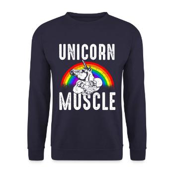Einhorn Muskel - Unisex Pullover - Navy - Vorne - Alina (178cm) & Michal (187cm)