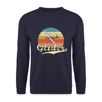 Vintage Glider Segelflieger - Unisex Pullover - Navy - Vorne - Alina (178cm) & Michal (187cm)