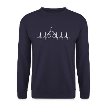 Pilot Herzschlag - Unisex Pullover - Navy - Vorne - Alina (178cm) & Michal (187cm)