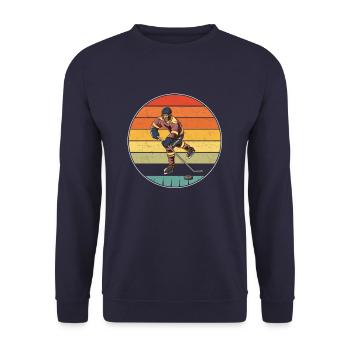 Vintage Hockeyspieler - Unisex Pullover - Navy - Vorne - Alina (178cm) & Michal (187cm)