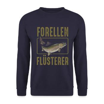 Forellen Flüsterer - Unisex Pullover - Navy - Vorne - Alina (178cm) & Michal (187cm)