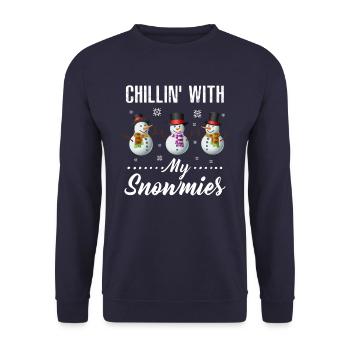 Chillin 'with my snowmies - Unisex Sweatshirt - navy - Front - Alina (178cm) & Michal (187cm)