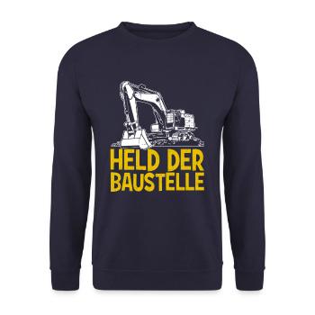 Held der Baustelle - Unisex Pullover - Navy - Vorne - Alina (178cm) & Michal (187cm)