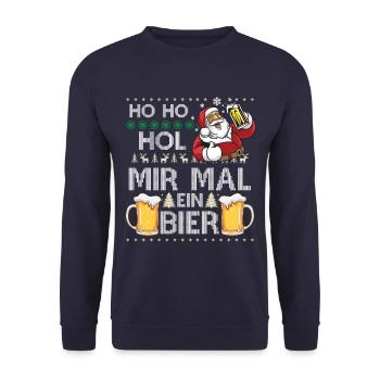 Ho Ho Hol mir mal ein Bier - Unisex Pullover - Navy - Vorne - Alina (178cm) & Michal (187cm)