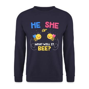 He or she Schwangerschaft - Unisex Pullover - Navy - Vorne - Alina (178cm) & Michal (187cm)