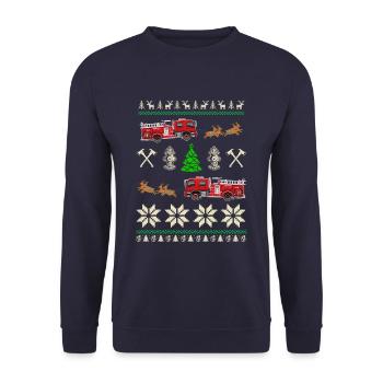 Service d'incendie de Noël - Sweat-shirt Unisexe - marine - Devant - Alina (178cm) & Michal (187cm)