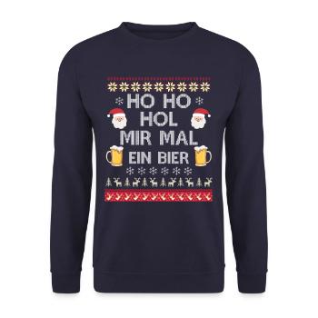 Ho Ho Hol mir mal ein Bier - Unisex Pullover - Navy - Vorne - Alina (178cm) & Michal (187cm)
