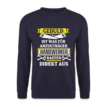 Handwerker lustig Spruch - Unisex Pullover - Navy - Vorne - Alina (178cm) & Michal (187cm)