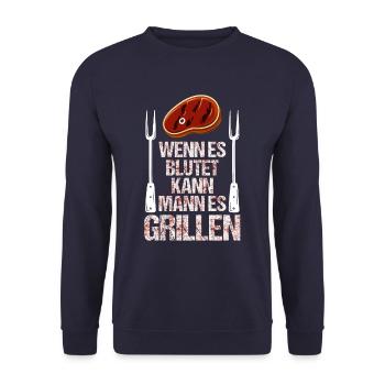 Grillen BBQ - Unisex Pullover - Navy - Vorne - Alina (178cm) & Michal (187cm)