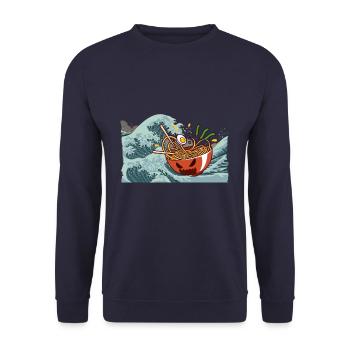 Ramen wave Kanagawa - Unisex Sweatshirt - navy - Front - Alina (178cm) & Michal (187cm)