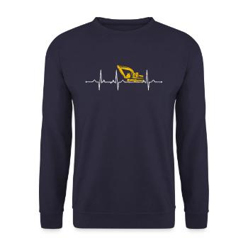 Excavator heartbeat - Unisex Sweatshirt - navy - Front - Alina (178cm) & Michal (187cm)