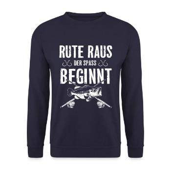 Rute Raus Der Spass Beginnt - Unisex Pullover - Navy - Vorne - Alina (178cm) & Michal (187cm)