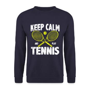 Keep calm Tennis - Unisex Sweatshirt - navy - Front - Alina (178cm) & Michal (187cm)