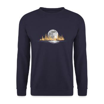 Mond Landschaft Natur - Unisex Pullover - Navy - Vorne - Alina (178cm) & Michal (187cm)