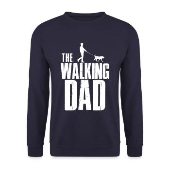 Hund Hunde Vater Walking Dad - Unisex Pullover - Navy - Vorne - Alina (178cm) & Michal (187cm)