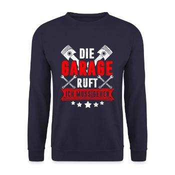 Die Garage ruft ich muss gehen Handwerker - Unisex Pullover - Navy - Vorne - Alina (178cm) & Michal (187cm)