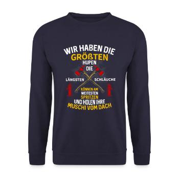 Wir haben die Größten Hupen Längsten Schläuche - Unisex Pullover - Navy - Vorne - Alina (178cm) & Michal (187cm)