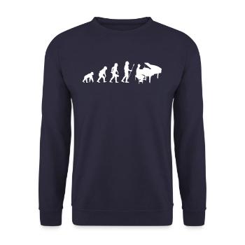 Evolution Entwicklung Klavier Piano - Unisex Pullover - Navy - Vorne - Alina (178cm) & Michal (187cm)