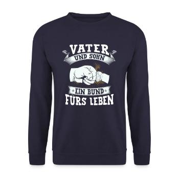 Vater und Sohn Ein Bund Fürs Leben - Unisex Pullover - Navy - Vorne - Alina (178cm) & Michal (187cm)
