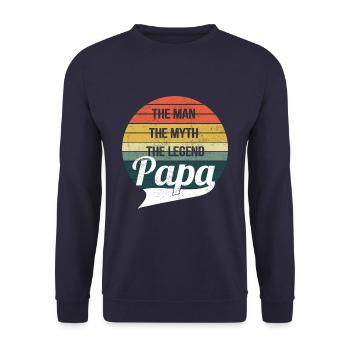 The Man The Myth The Legend Papa - Unisex Pullover - Navy - Vorne - Alina (178cm) & Michal (187cm)