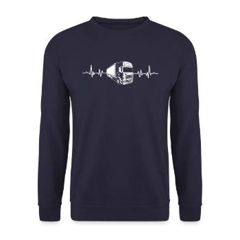 Chauffeur de camion camionneur battement de coeur - Sweat-shirt Unisexe - marine - Devant - Alina (178cm) & Michal (187cm)