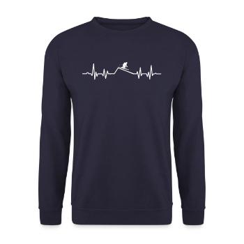 Ski Fahren Herzschlag - Unisex Pullover - Navy - Vorne - Alina (178cm) & Michal (187cm)