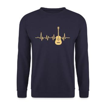 Akustik Gitarre Herzschlag - Unisex Pullover - Navy - Vorne - Alina (178cm) & Michal (187cm)