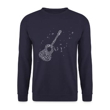 Musiknoten Gitarre - Unisex Pullover - Navy - Vorne - Alina (178cm) & Michal (187cm)